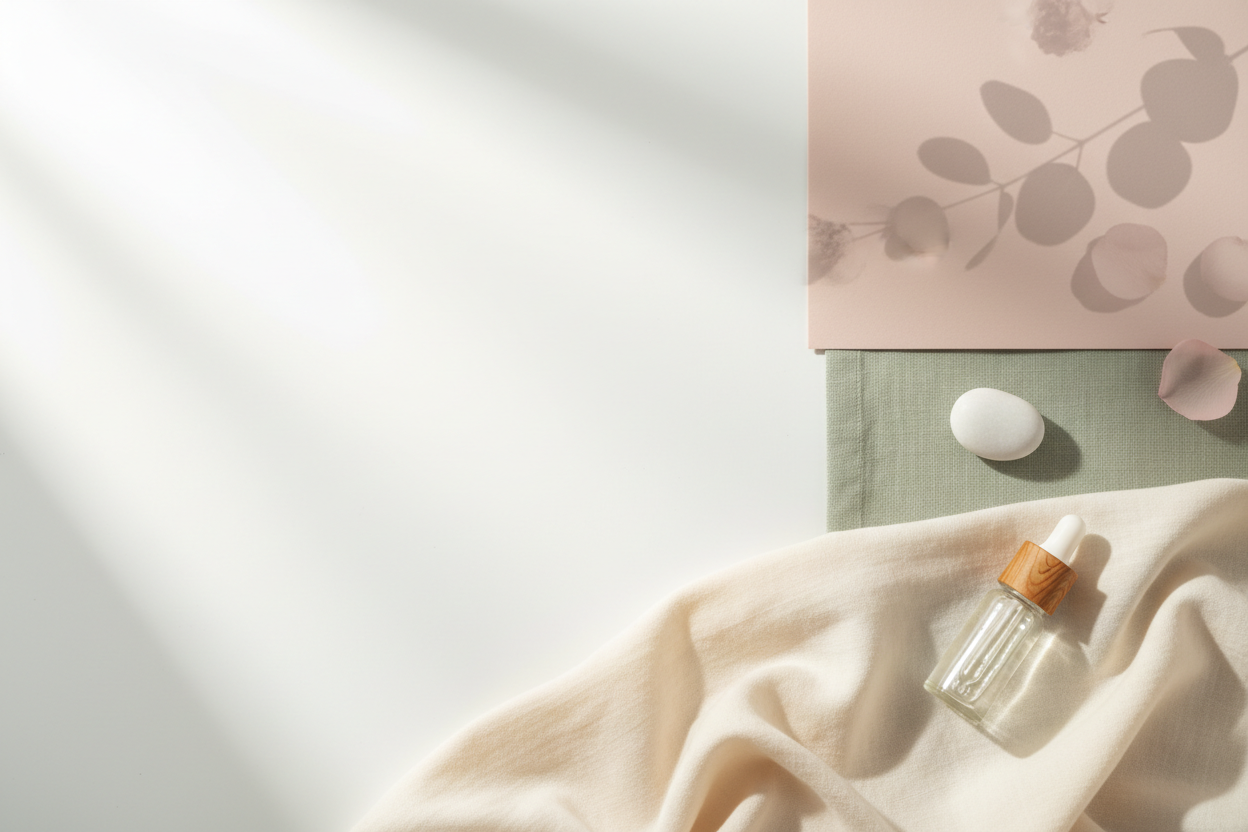 Provide me with a background image 2560 x 1440 pixels which I can use on the home page for my ecommerce site. The store mainly focuses on wellness and beauty products. Keep the design simple and minamilistic design.